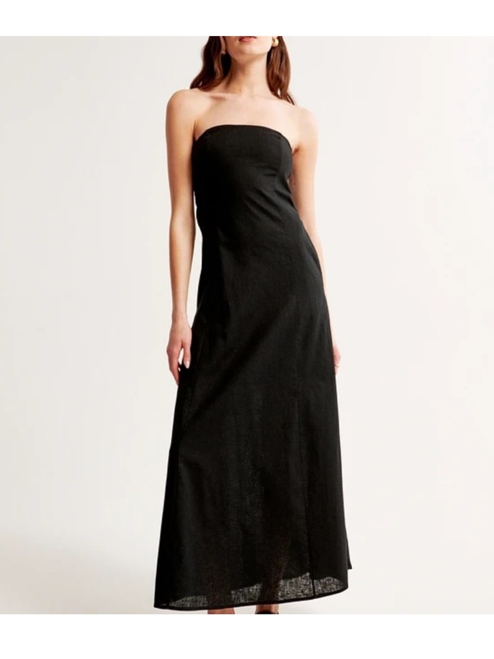 Abercrombie & Fitch Black Linen Strapless Maxi Dress size XL
